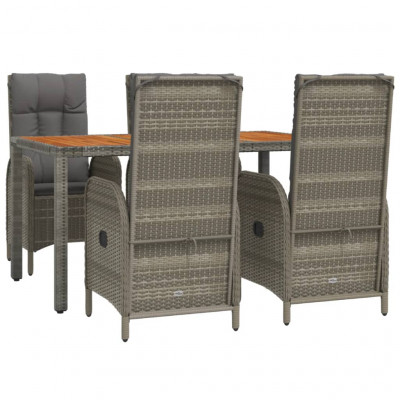 Ensemble de salle à manger de jardin meuble extérieur 5 pièces avec coussins gris 02_0013715