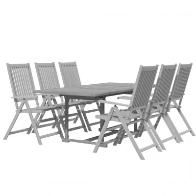 Ensemble de salle à manger de jardin meuble extérieur 7 pièces bois d'acacia massif 02_0013930