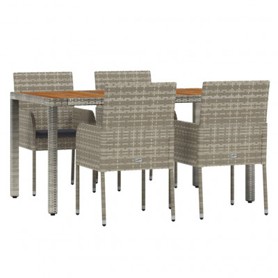 Ensemble de salle à manger de jardin meuble extérieur 5 pièces avec coussins gris 02_0013726