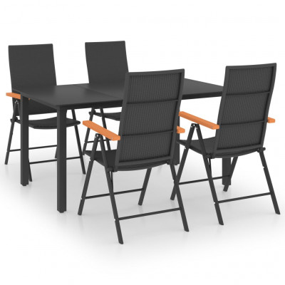 Ensemble de salle à manger de jardin meuble extérieur 5 pièces noir et marron 02_0013905