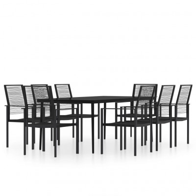 Ensemble de salle à manger de jardin meuble extérieur 9 pièces noir 02_0014125
