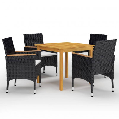 Ensemble de salle à manger de jardin meuble extérieur 5 pièces noir 02_0013857