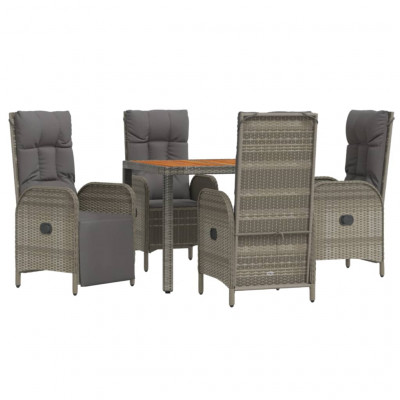 Ensemble de salle à manger de jardin meuble extérieur 5 pièces avec coussins gris 02_0013723