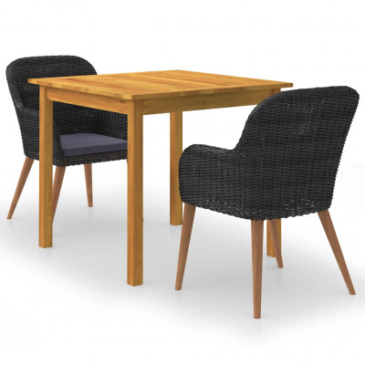 Ensemble de salle à manger de jardin meuble extérieur 3 pièces noir 02_0013658