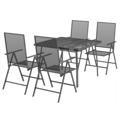 Ensemble de salle à manger de jardin meuble extérieur 5 pièces anthracite acier 02_0013710