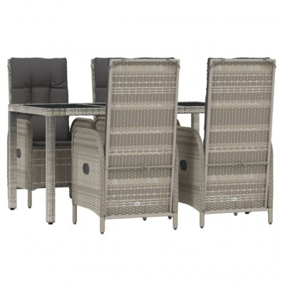 Ensemble de salle à manger de jardin meuble extérieur 5 pièces avec coussins gris 02_0013720