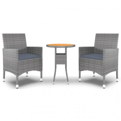 Ensemble de salle à manger de jardin meuble extérieur 3 pièces résine tressée gris 02_0013685