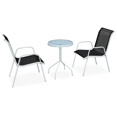 Ensemble de bistro jardin meuble extérieur terrasse 3 pièces acier noir 02_0013497