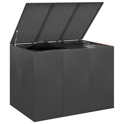 Boîte à coussins coffre de rangement de jardin résine tressée 145 x 100 x 103 cm noir 02_0013163