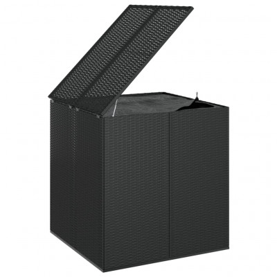 Boîte à coussins coffre de rangement de jardin résine tressée 100 x 97,5 x 104 cm noir 02_0013159