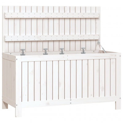 Coffre boîte meuble de jardin rangement 115 x 49 x 60 cm bois de pin blanc 02_0013069