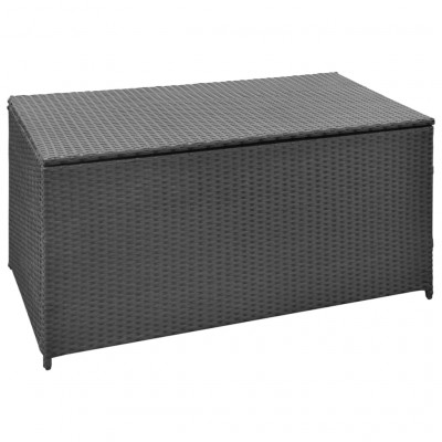 Coffre boîte meuble de jardin rangement noir 120 x 50 x 60 cm résine tressée 02_0013109