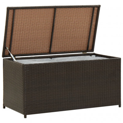 Coffre boîte meuble de jardin rangement résine tressée 100 x 50 x 50 cm marron 02_0013117