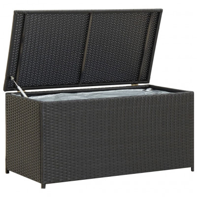 Coffre boîte meuble de jardin rangement résine tressée 100 x 50 x 50 cm noir 02_0013118