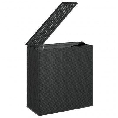 Boîte à coussins coffre de rangement de jardin résine tressée 100 x 49 x 103,5 cm noir 02_0013156