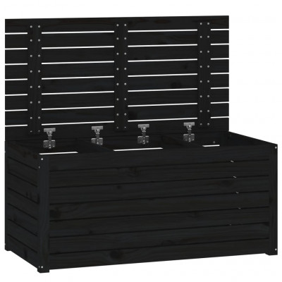 Boîte coffre de jardin 101 x 50,5 x 46,5 cm bois massif de pin noir 02_0012994