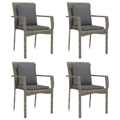 Chaises de jardin avec coussins 4 pièces résine tressée gris 02_0013336