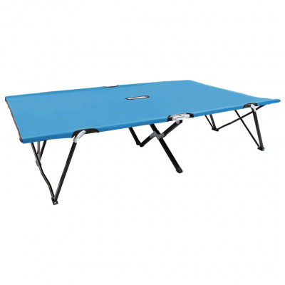 Transat chaise longue bain de soleil lit de jardin terrasse meuble d'extérieur pliable 2 places bleu acier 02_0012787