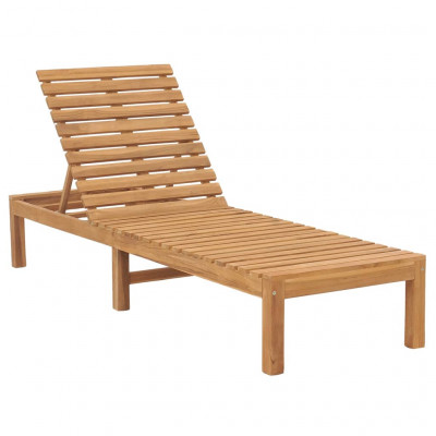 Transat chaise longue bain de soleil lit de jardin terrasse meuble d'extérieur bois de teck solide 02_0012714
