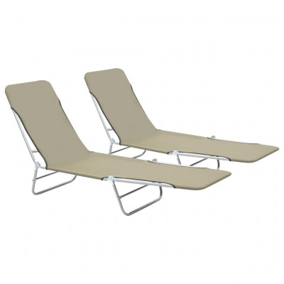 Chaises longues pliables 2 pcs acier et tissu taupe 02_0011939
