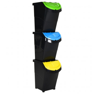 Poubelles empilables avec couvercles 3 pièces pp 120 litres noir 02_0006089