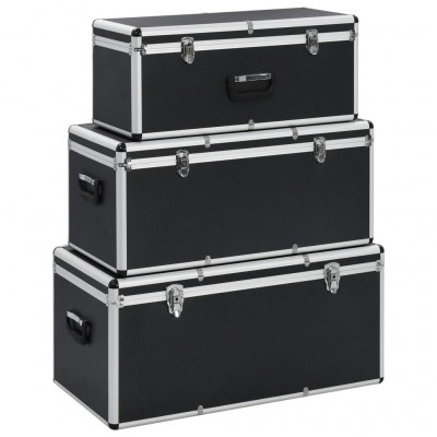 Boîtes de rangement 3 pièces aluminium noir 02_0003233