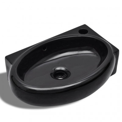 Vasque à trou de trop-plein/robinet céramique pour salle de bain noir 02_0002500