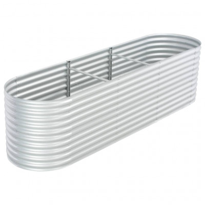 Jardinière lit surélevé plantes fleurs jardin 320 x 80 x 81 cm acier galvanisé argenté 02_0001047