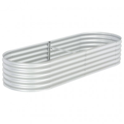 Jardinière lit surélevé plantes fleurs jardin 240 x 80 x 44 cm acier galvanisé argenté 02_0001020