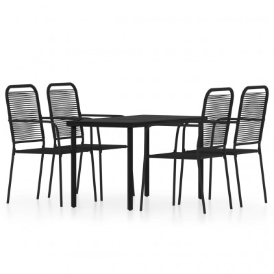 Ensemble de salle à manger de jardin meuble extérieur 5 pièces noir 02_0013885
