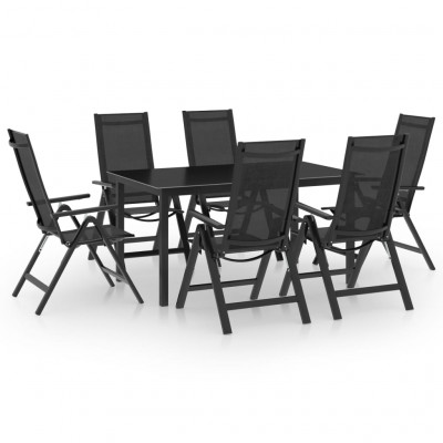 Ensemble de salle à manger de jardin meuble extérieur 7 pièces aluminium anthracite 02_0013915