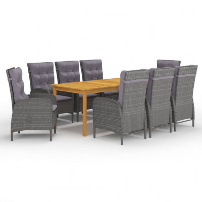 Ensemble de salle à manger de jardin meuble extérieur 9 pièces gris 02_0014090