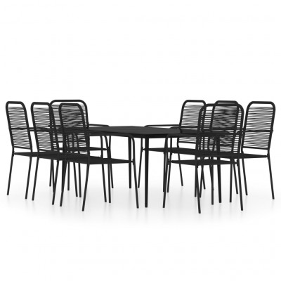Ensemble de salle à manger de jardin meuble extérieur 9 pièces noir 02_0014111