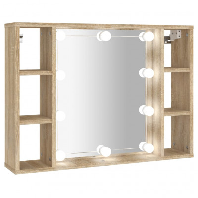 Armoire à miroir avec led 76 x 15 x 55 cm chêne 02_0006671