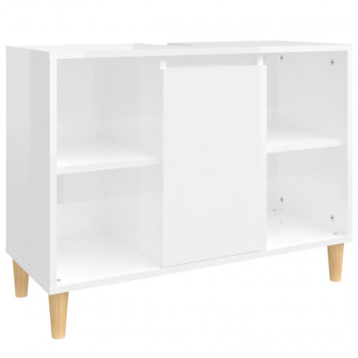 Meuble d'évier armoire de lavabo 80 x 33 x 60 cm bois d'ingénierie blanc brillant 02_0006814