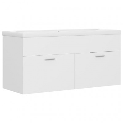 Armoire d'évier avec lavabo intégré 100 x 38,5 x 46 cm blanc aggloméré 02_0006433