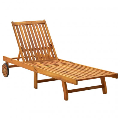 Transat chaise longue bain de soleil lit de jardin terrasse meuble d'extérieur bois d'acacia solide 02_0012701