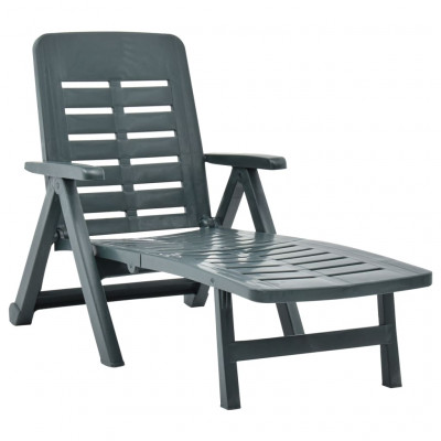 Transat chaise longue bain de soleil lit de jardin terrasse meuble d'extérieur pliable plastique vert 02_0012880