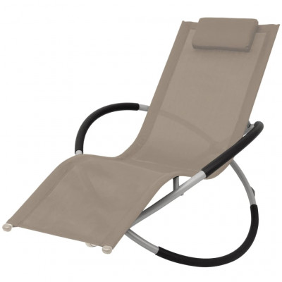 Transat chaise longue bain de soleil lit de jardin terrasse meuble d'extérieur géométrique d'extérieur acier taupe 02_0012779