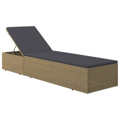 Transat chaise longue bain de soleil lit de jardin terrasse meuble d'extérieur résine tressée marron et gris foncé 02_0012924
