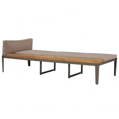 Transat chaise longue bain de soleil lit de jardin terrasse meuble d'extérieur avec coussins bois d'acacia solide marron 02_0012546