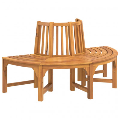 Banc de jardin meuble de patio d'extérieur terrasse demi-circulaire tour d'arbre diamètre 160cm bois massif eucalyptus 02_0011820