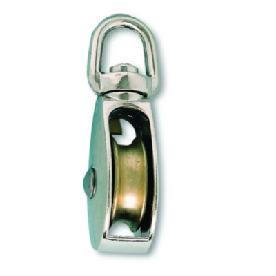 Poulie 1 galet zamak nickelé largeur gorges 9,5 mm diamètre galet 38 mm CHAPUIS 