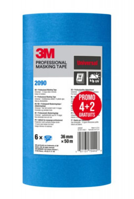 Adhésif de masquage longue durée 50 m x 36 mm lot de 4 + 2 offerts 3M