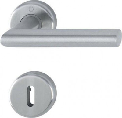 Garniture inox Utrecht sur rosace à entrée de clé HOPPE