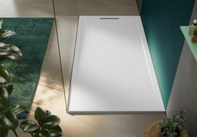 Receveur de douche Halo Slate aspect ardoise en akron rectangulaire gris marfil 100 x 80 cm ACQUABELLA CONSTRUPLAS