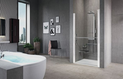 Porte de douche Free 1B pivotante silver verre transparent 80 cm NOVELLINI