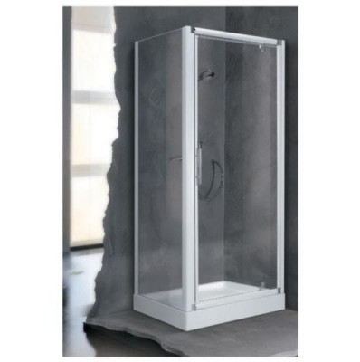 Paroi de douche fixe Lunes F verre brossé blanc chromé NOVELLINI