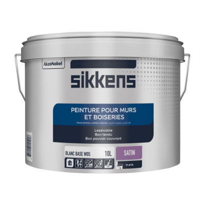 Peinture pour murs et boiseries base W05 blanc 10 l 292 x 253 x 292 mm SIKKENS ARTISANS