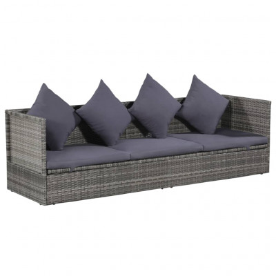 Lit de jardin gris 200 x 60 cm résine tressée 02_0012002